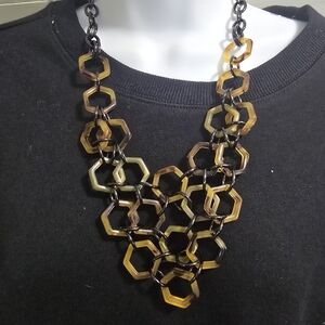 Lia Sophia Hexagon Necklace in Amber and Brown